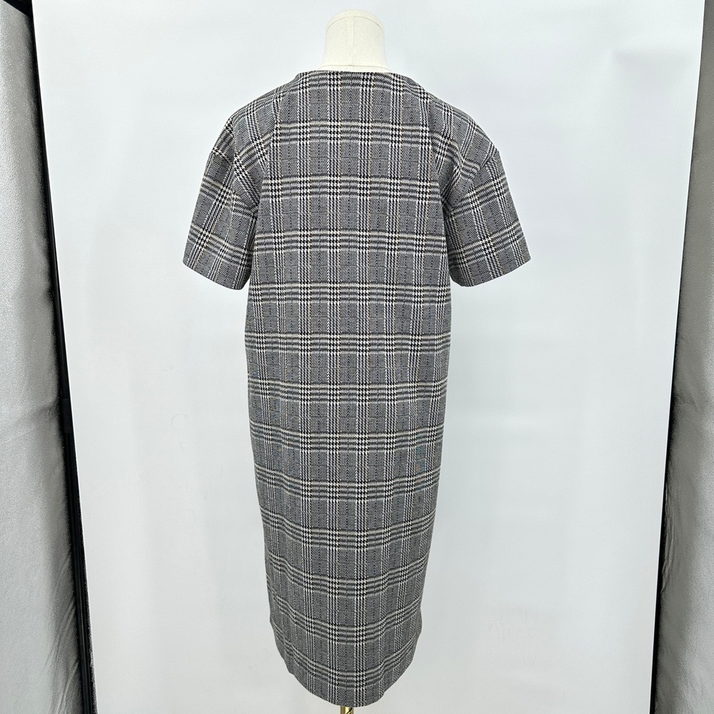 Dark Academia Shift Tunic Dress 38 M Plaid Heritage Chic Earthy Pleats Layering - Picture 5 of 9